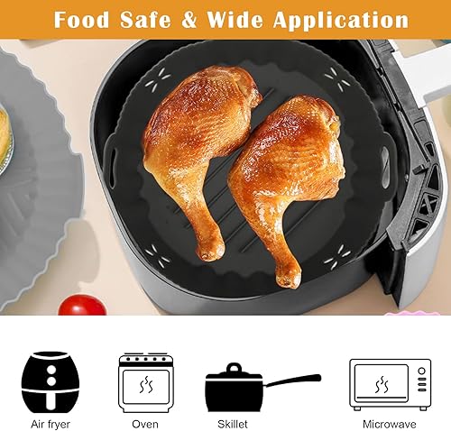 Miniatura 2 de Forros de silicona para freidora de aire, 2 forros para freidora de aire, bandeja de silicona reutilizable de grado alimenticio, freidora de aire de