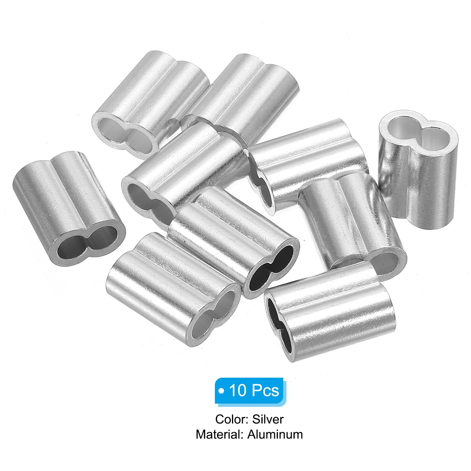 GROWTH TANK 100 Pieces Wire Rope Aluminum Sleeves 8 Shape Fittings Double Barrel Ferrule M4
