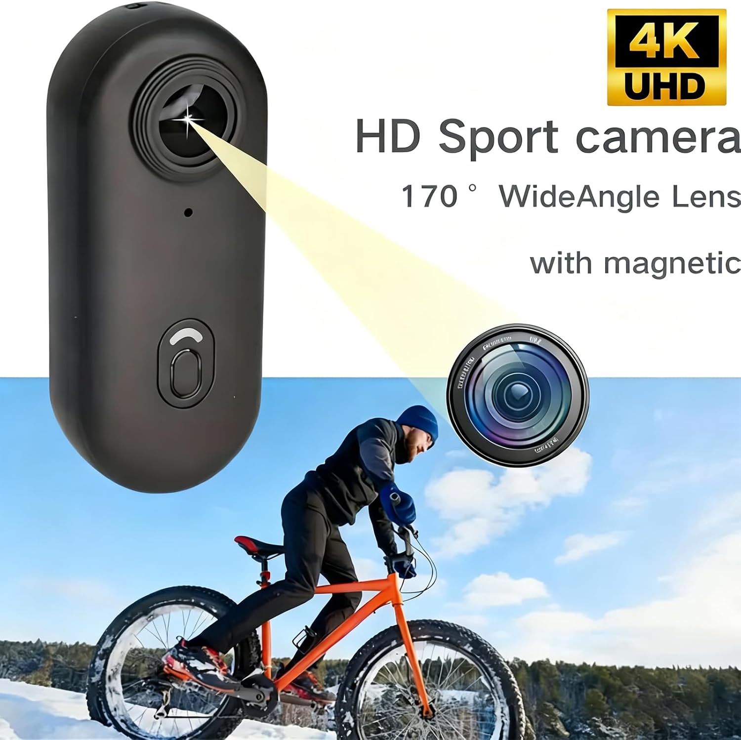 POV Camera 4K, Thumb Action Camera, Mini Wearable Body Cam with 64/128/256GB Storage, 170° Ultra-Wide Lens, 360-Min Recording, Waterproof 30M for Cycling, Vlogging & Outdoor Sports (Black-4K,256G)
