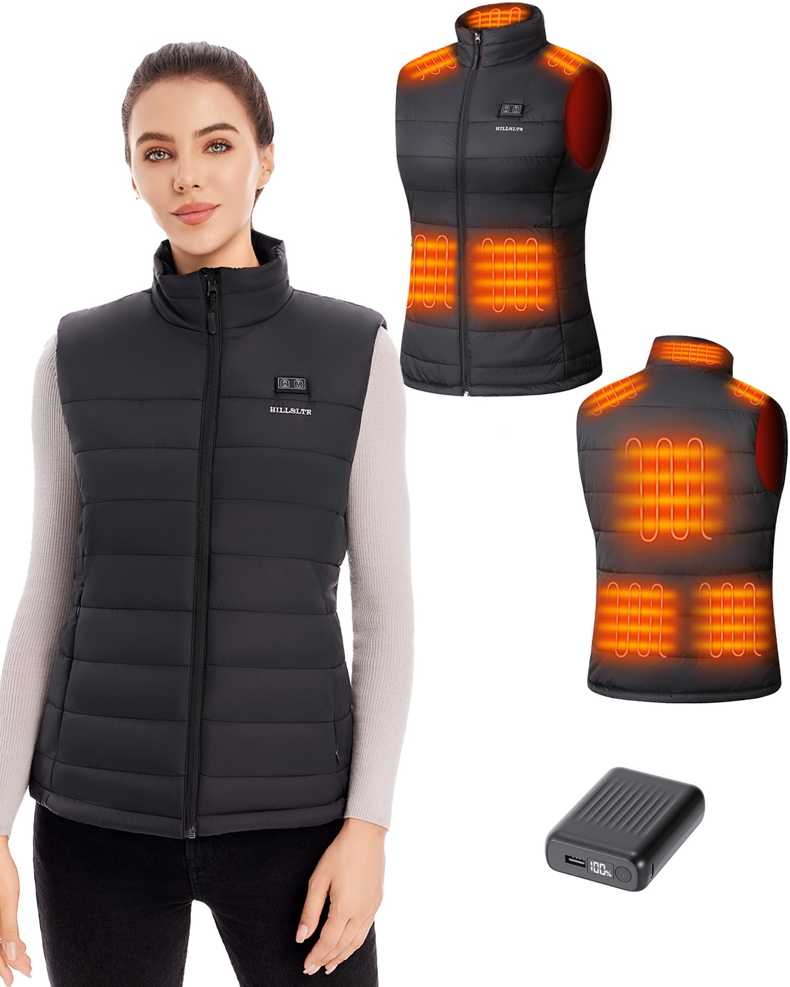 Chaleco Calefactable Mujer con Batería 7.4V 18400mAh – Chaleco Térmico Eléctrico, ligero y Lavable a Máquina, 8 Zonas de Calor Chaleco para Invierno