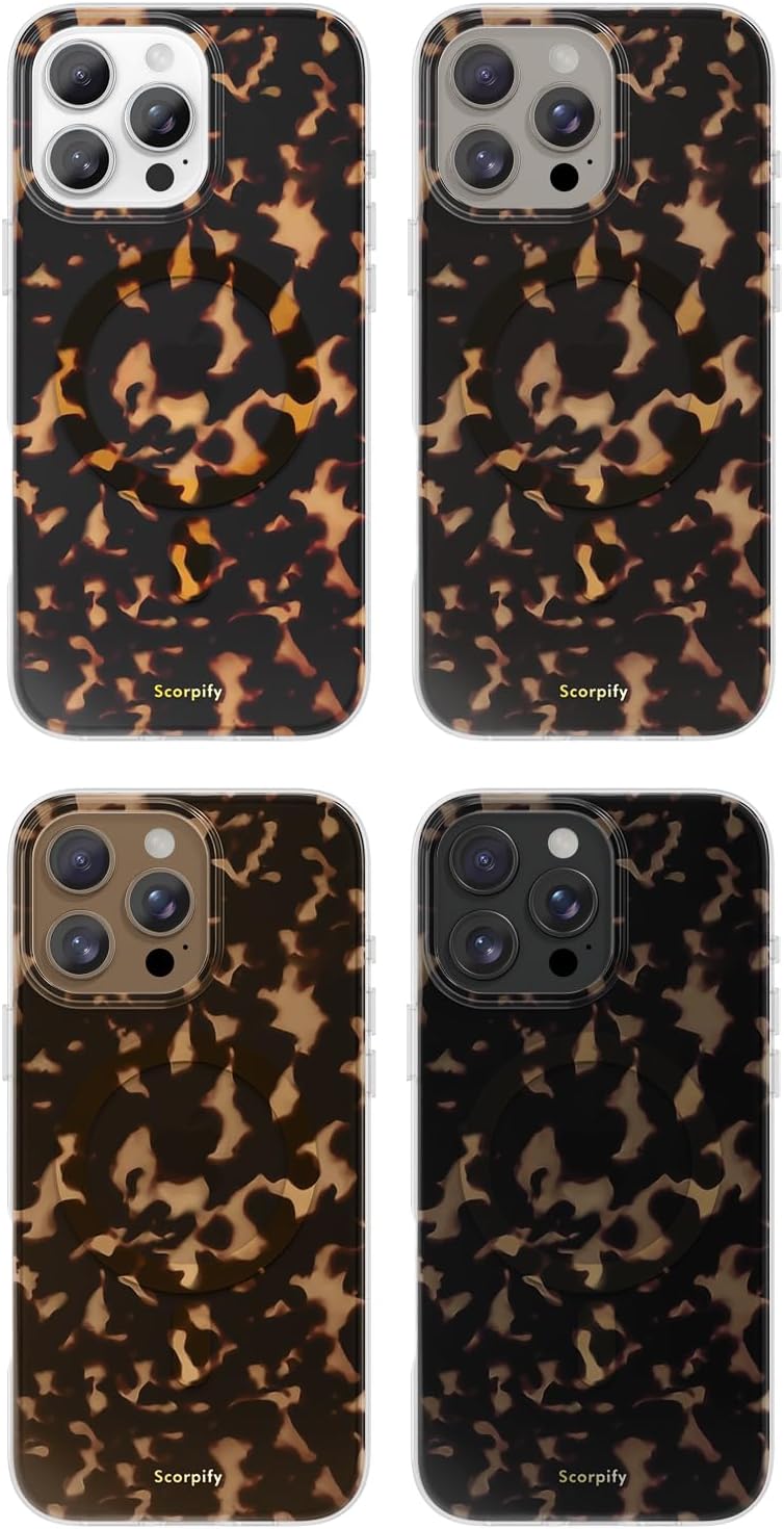 SCORPIFY for iPhone 16 Pro Max Case [Compatible with MagSafe] with Dark Brown Tortoise Shell Design, Cute Brown Magnetic Phone Cover for Women Girls, Slim Shockproof Bumper - Image 6