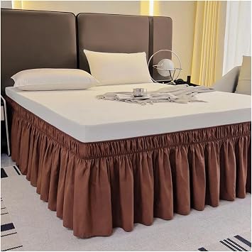 Bed Skirt Wrap Around Dust Ruffle Bed Skirt for Full Size Beds with 40 Cm Drop Pleated BedskirtCoffee,120x200x40cm LxWxD