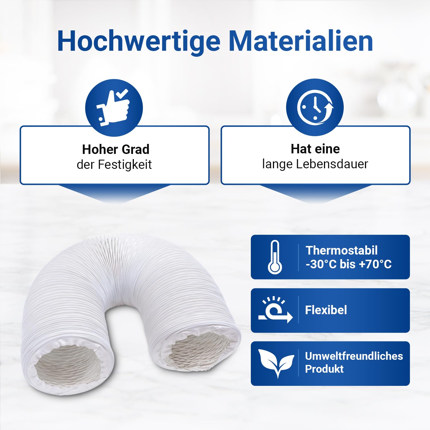Tubo Di Scarico Per Climatizzatore VIOKS 4 M – Diametro 100 Mm, In PVC Bianco Con Spirale Acciaio. Flessibile E Resistente, Adatto Per Asciugatrici, Cappe E Condizionatori Portatili. - copertina