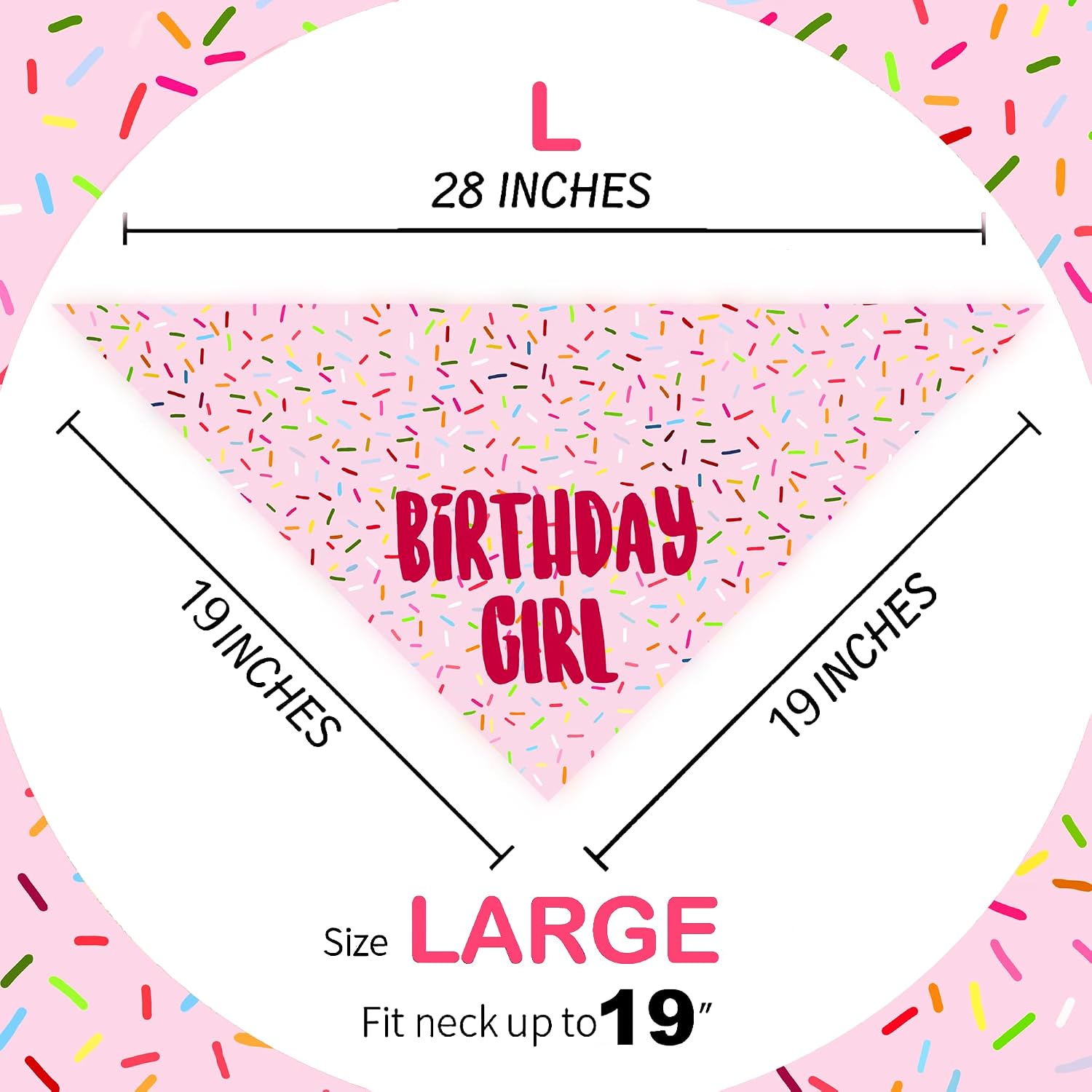 Birthday Girl Dog Bandanas 1 Pack, Pink Donut Theme Dog Scarfs Bibs, Triangle Reversible Pet Scarves for Birthday Girl Handkerchief for Small Medium Large Dogs (Pink, Large) image 2