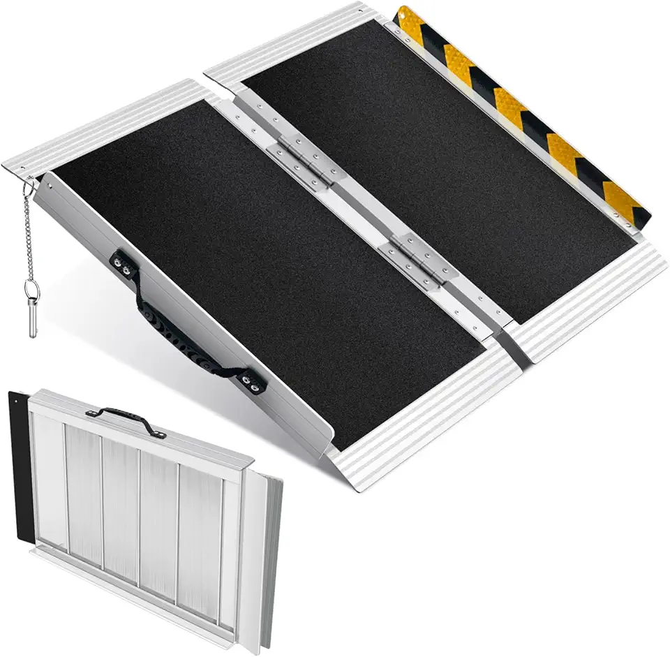 Rampa Portátil Para Cadeira De Rodas De 2 Pés, Rampa Dobrável De Alumínio Antiderrapante Para Deficientes, Para Degraus, Escadas, Soleiras E Portas De Casa, Rampas Para Scooter, Capacidade