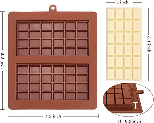 Miniatura 3 de Webake Molde de barra de chocolate de silicona, moldes de barra de caramelo de 4 onzas, paquete de 2 unidades para barras energéticas de proteínas