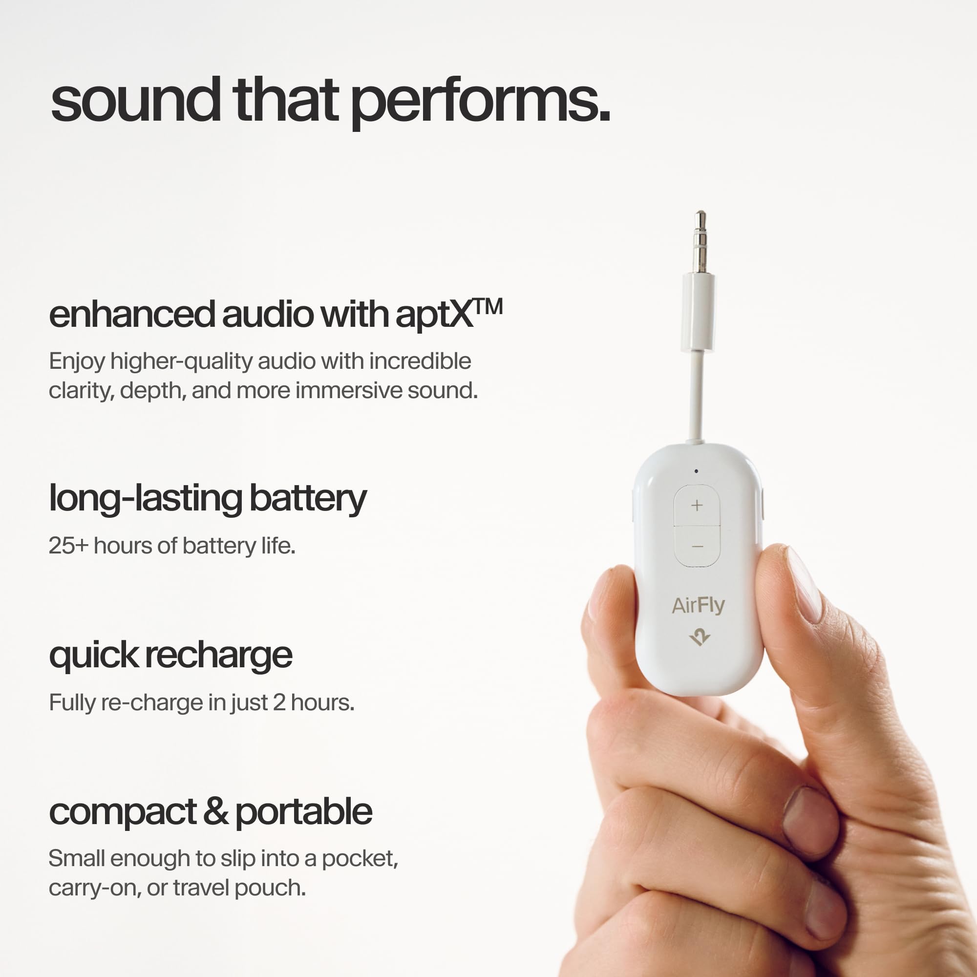 Twelve South AirFly Pro 2 Transmettitore/Ricevitore Bluetooth 5.0 per TV/Aereo a 2 Cuffie Wireless - Adattatore per AirPods, Auto, Palestra, Casa