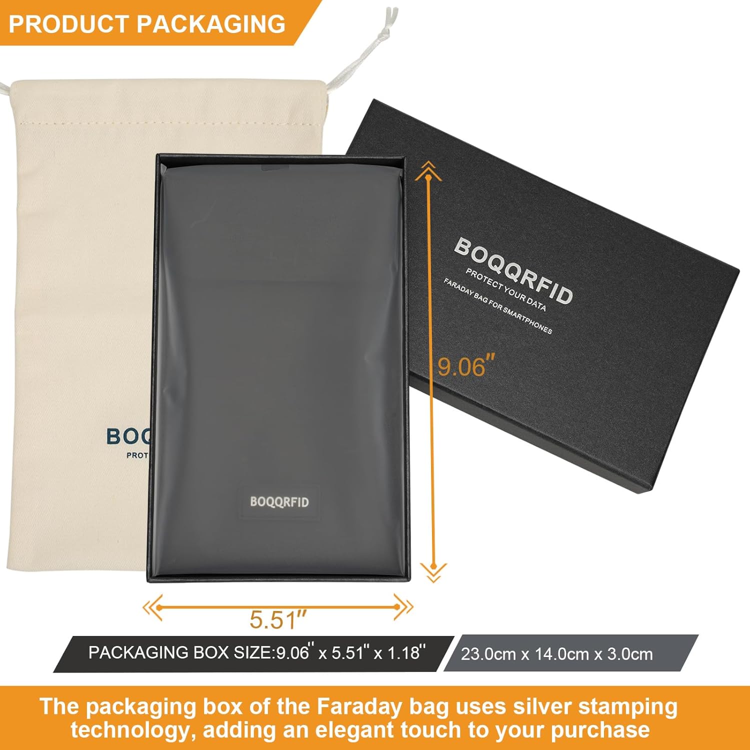 Faraday Bags for Phones - Magnetic Closure, RFID Shield Pouch & Anti-Tracking Protection - Black, 8.43″ x 5.0″ x 0.51″