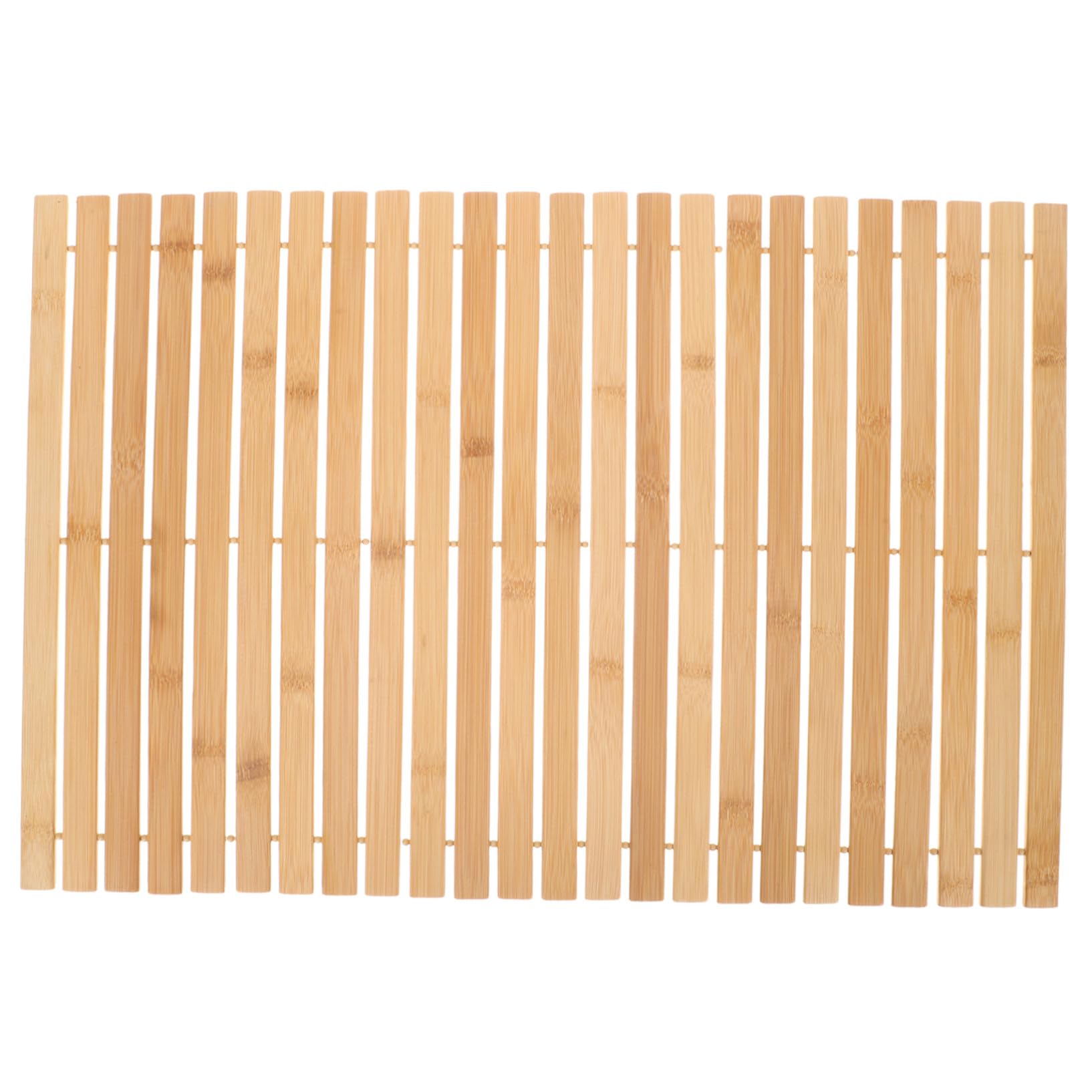 Ipetboom Bambus Badematte rutschfest Bambus Fußmatte Verschleißfest Badezimmerteppich mit Antirutsch Beschichtung für Bad Dusche Eingang (60x40cm