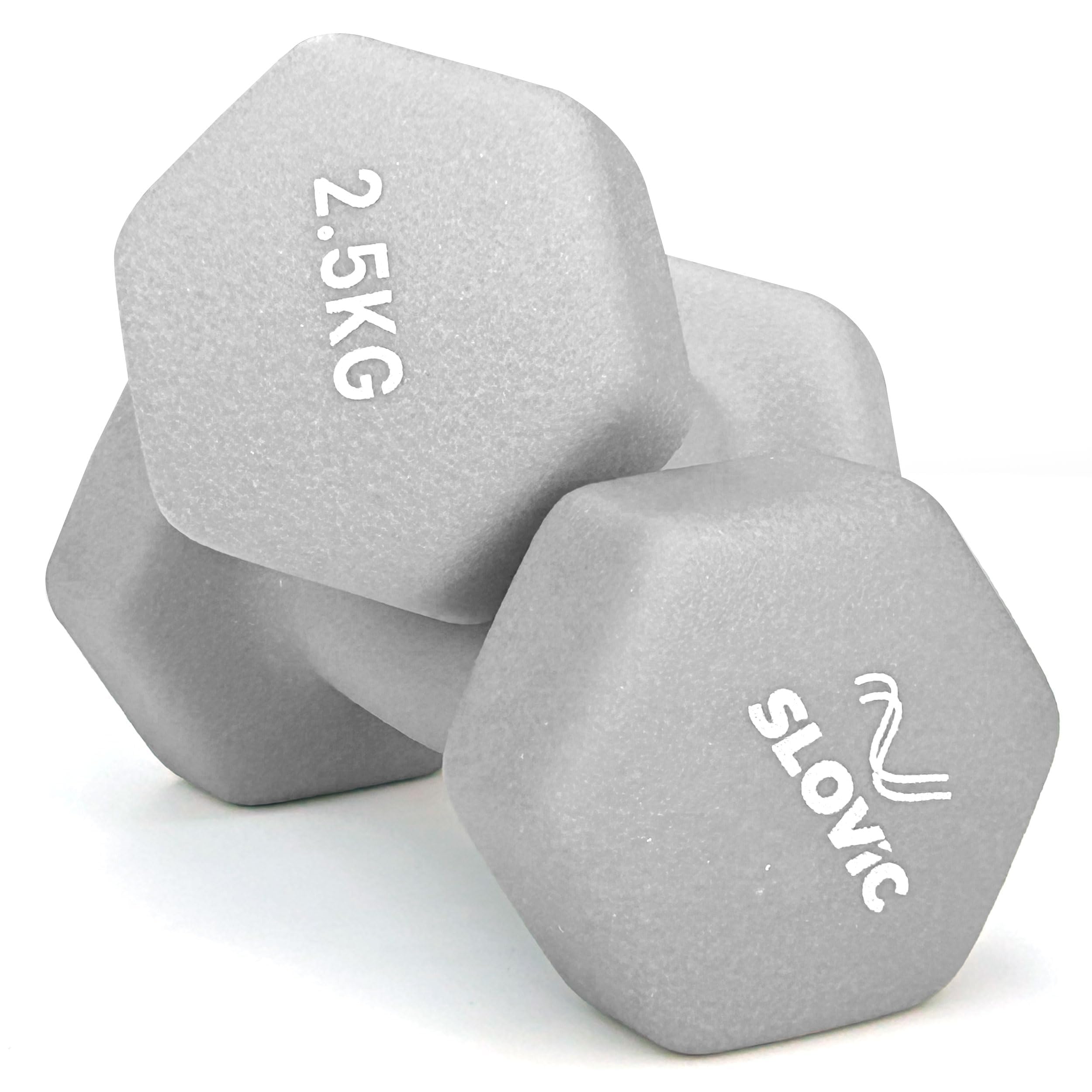 Slovic Dumbbell Set [2.5 Kg Each] | Neoprene Dumbbells for Home Gym Workout | Anti-Skied Iron Dumbell | Equipment for Women [Grey]-image-12