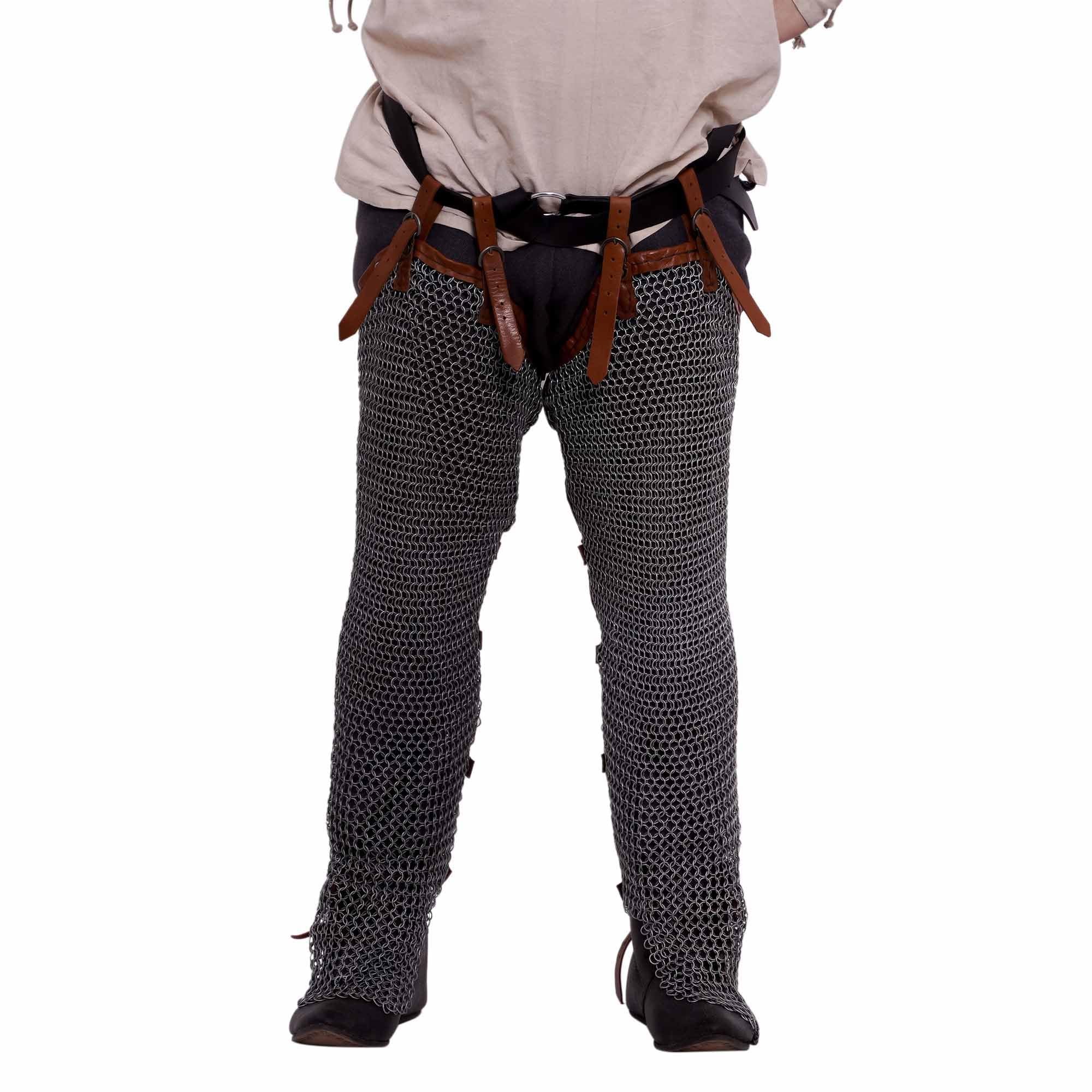 Lord Of Battles Unisex Natural Medieval Chainmail Chausses | Handcrafted 16 Gauge Leg Armor | Historical Reenactment, Larp, Cosplay, Default