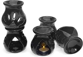 Pure Source India Ceramic Aroma Oil Burner Diffuser (3.5 Inch Black-20 Pieces) Price In India