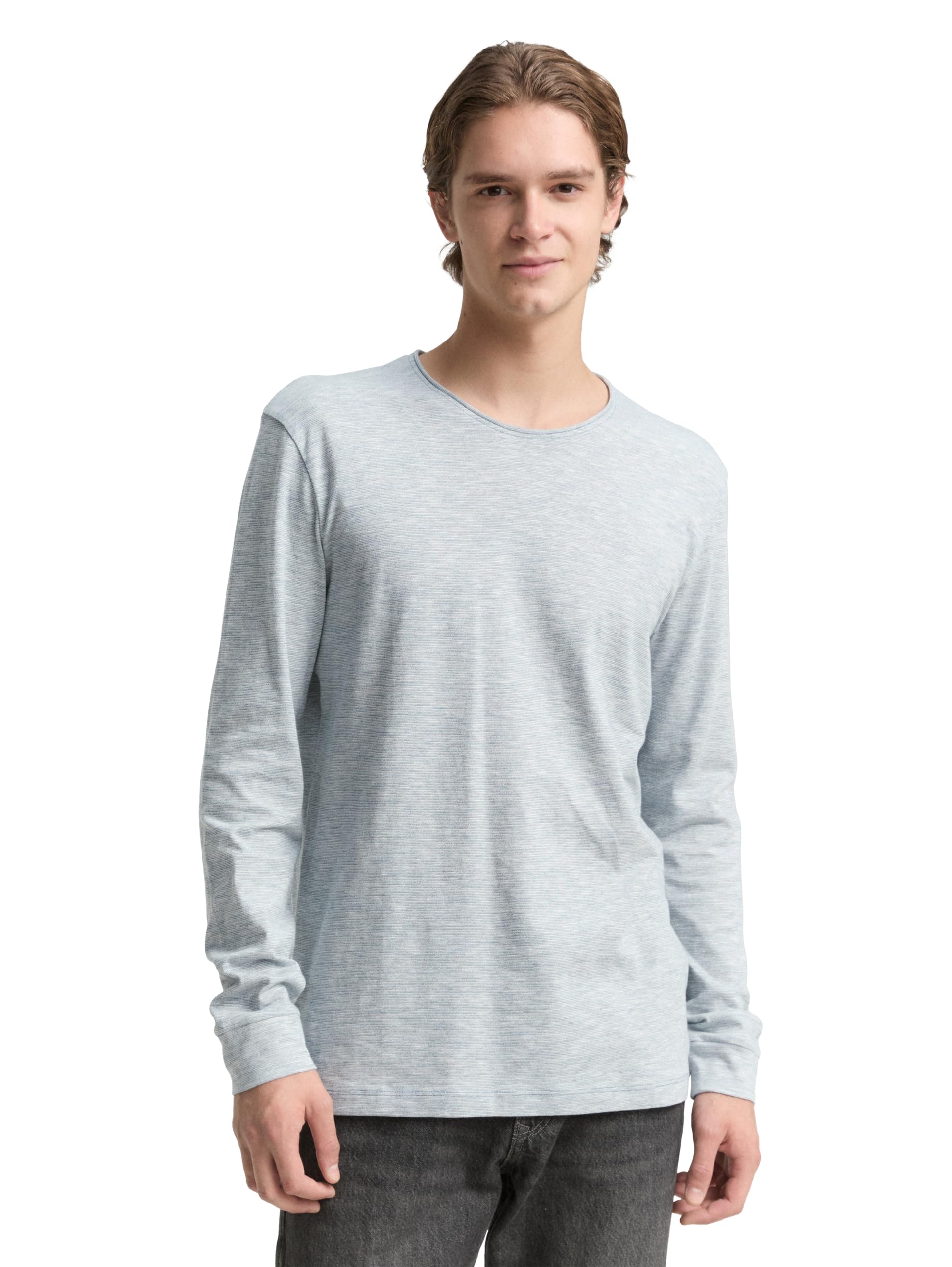 TOM TAILOR Denim Herren Langarmshirt in Melange-Optik