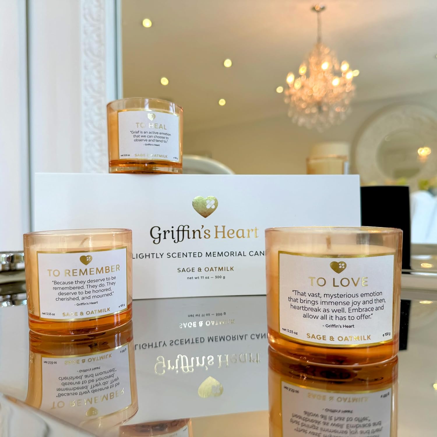 Griffin's Heart Pet Memorial Candle Set - Luxury Pet Loss Sympathy Gift for Remembrance, Bereavement, of a Beloved Dog, Cat, Horse, Bunny, or Bird