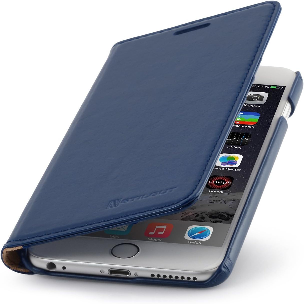 StilGut Talis Without Clip, Genuine Leather Wallet Case for Apple iPhone 6 & iPhone 6s (4.7''), Blue