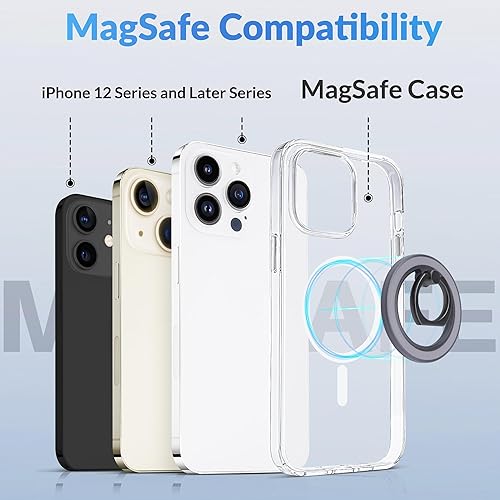 Miniatura 2 de metisinno Magsafe - Soporte magnético para anillo de teléfono para iPhone 16 15 14 13 12 - Agarre magnético para teléfono - Agarre ajustable para