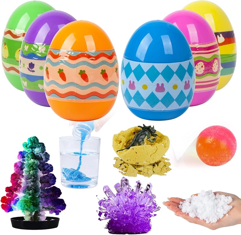 6Pcs Easter Eggs Science Experiments for Kids Party Favors Supplies for Easter Egg Hunt Basket Stuffers Fillers Classroom Prize Supplies