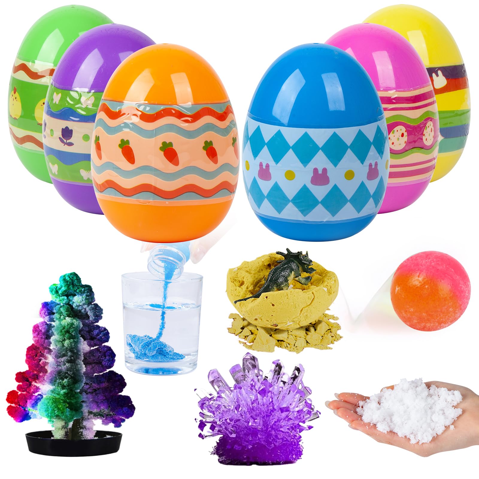 6Pcs Easter Eggs Science Experiments for Kids Party Favors Supplies for Easter Egg Hunt Basket Stuffers Fillers Classroom Prize Supplies