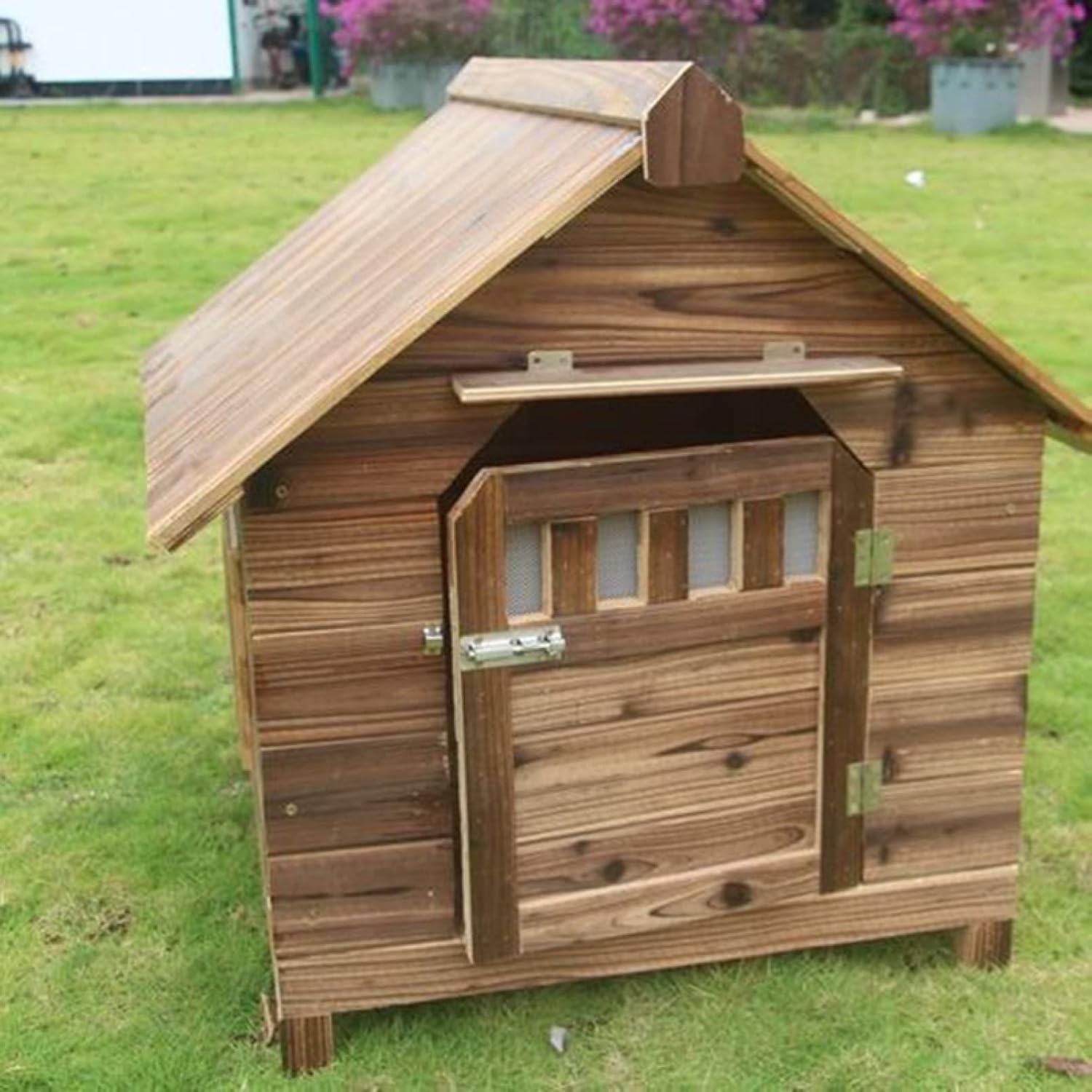 Jui3n 北欧 犬小屋 屋外用 大型犬 木製 ドア付きの大型屋外犬小屋 犬舎 中型犬 小型犬 猫ハウス ペット犬の小屋 屋内 屋外の雨と日焼け止めペットの家 設計 全天候型 組立式 防水 屋外屋内 小 中長い 57 46 49 オールシーズン利用可能 期間限定