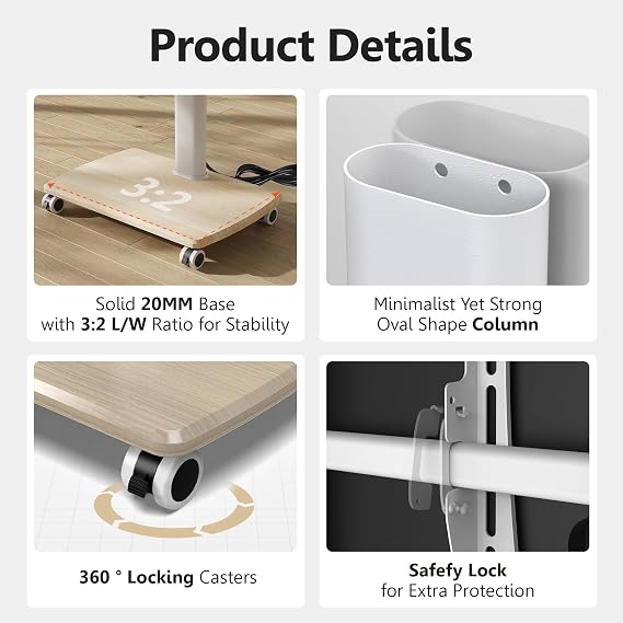 FITUEYES Rolling TV Stand with Power Outlets, for 32-75 InchTVs, White