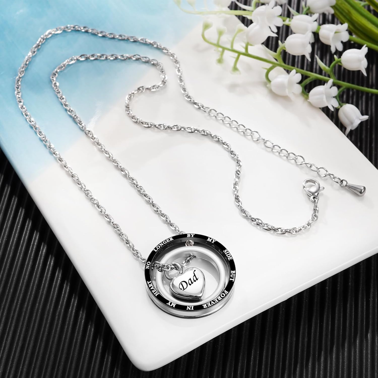 SOITIS Urn Necklace for Ashes Stainless Steel Cremation Necklace with Heart Waterproof Ashes Necklace Memorial Keepsake - Image 4