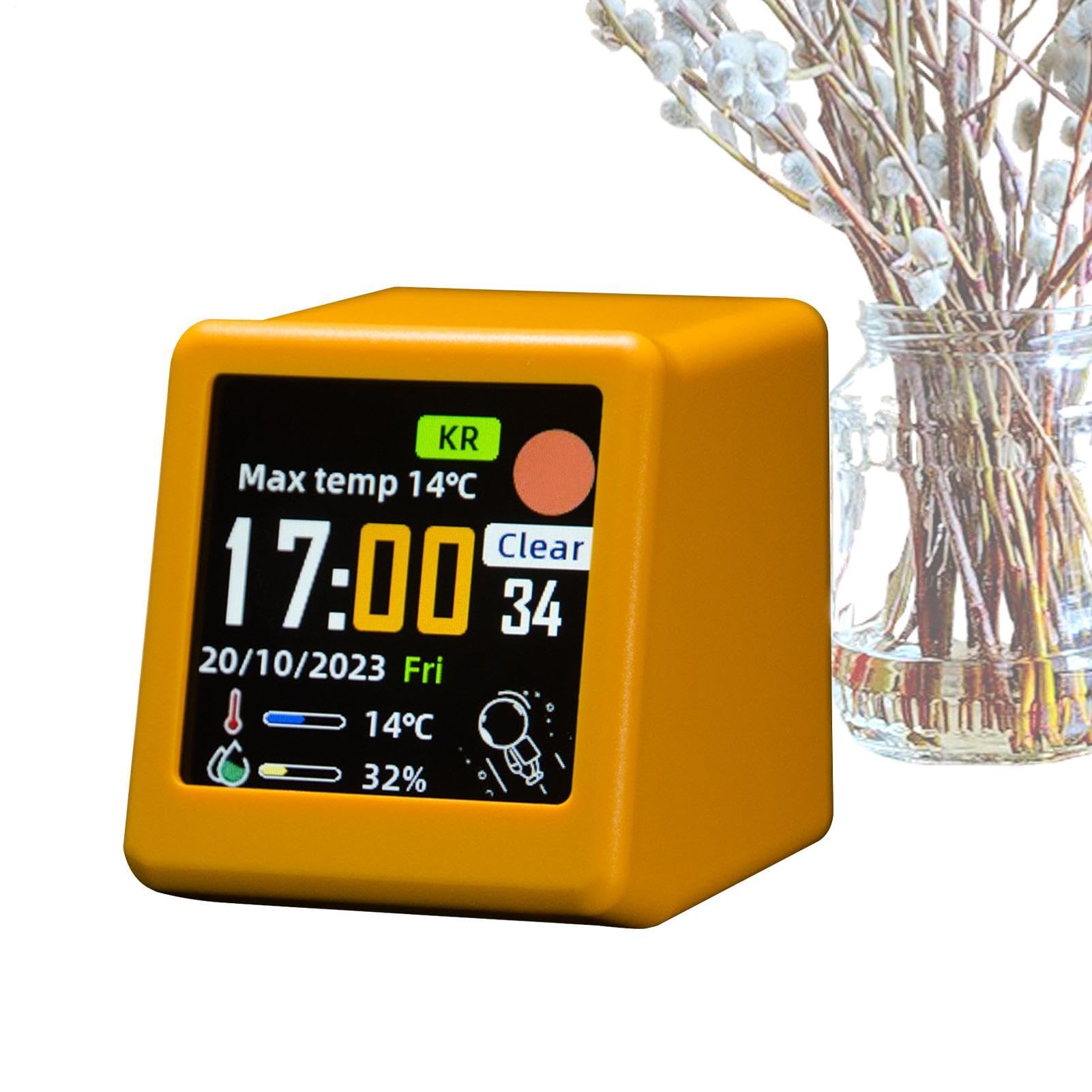 Reloj con clima y pantalla LCD portátil para mesa de noche