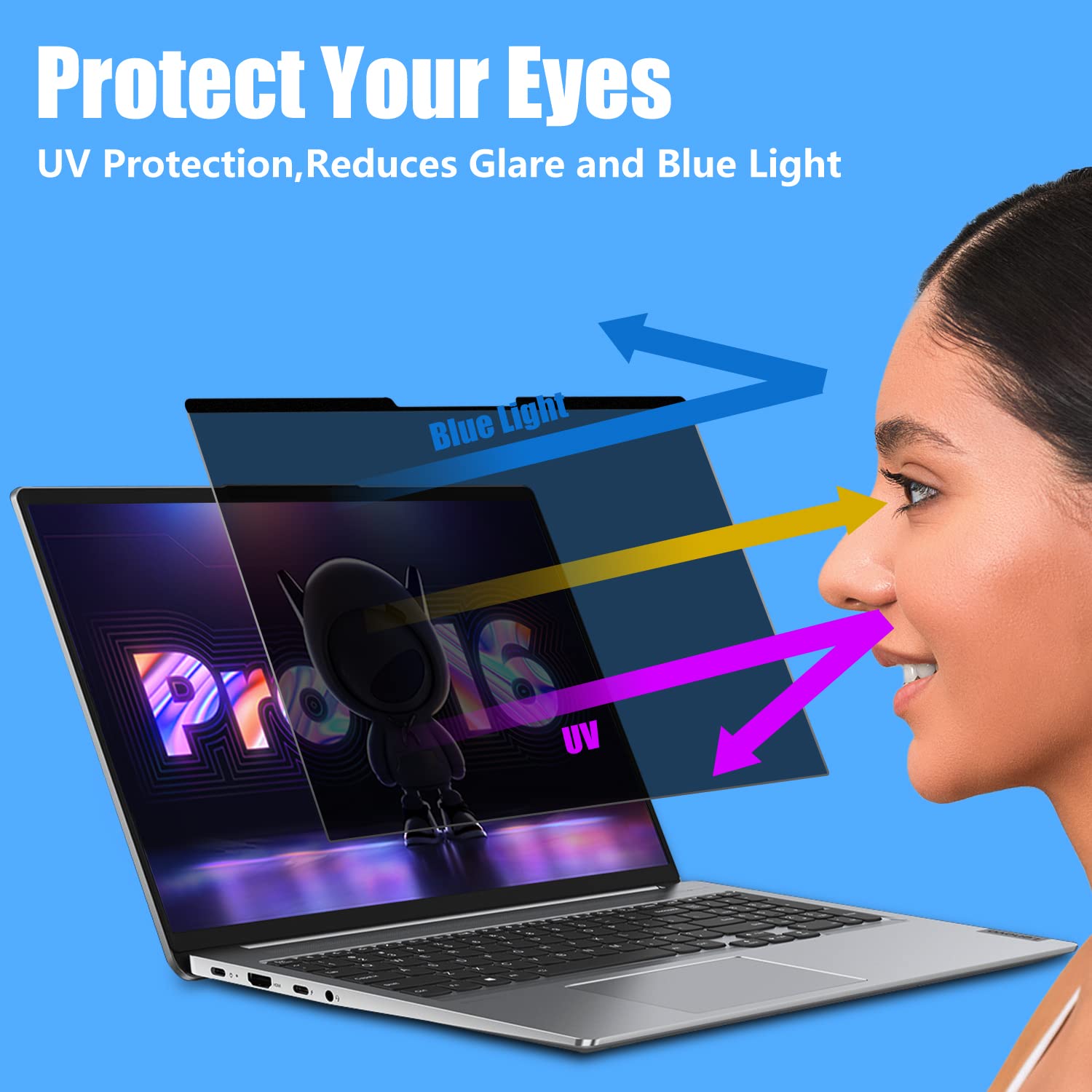 ZoRoll Magnetico Privacy Filtro per 14" Laptop, Premium Schermo Privacy Filter | Notebook Privacy Pellicola de Protezione | Filtro Privacy Rimovibile per 14 Pollice 16:9 (316X184mm