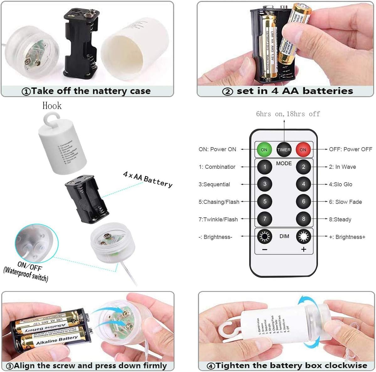 LIYAMILLAI 4 Pack 120 Firework Lights Led Copper, Battery Operated Starburst Light with Remote, 8 Modes String Fairy Lights Waterproof, Decorative Hanging Lights for Christmas, Home, Indoor Outdoor. : Garden & Outdoor