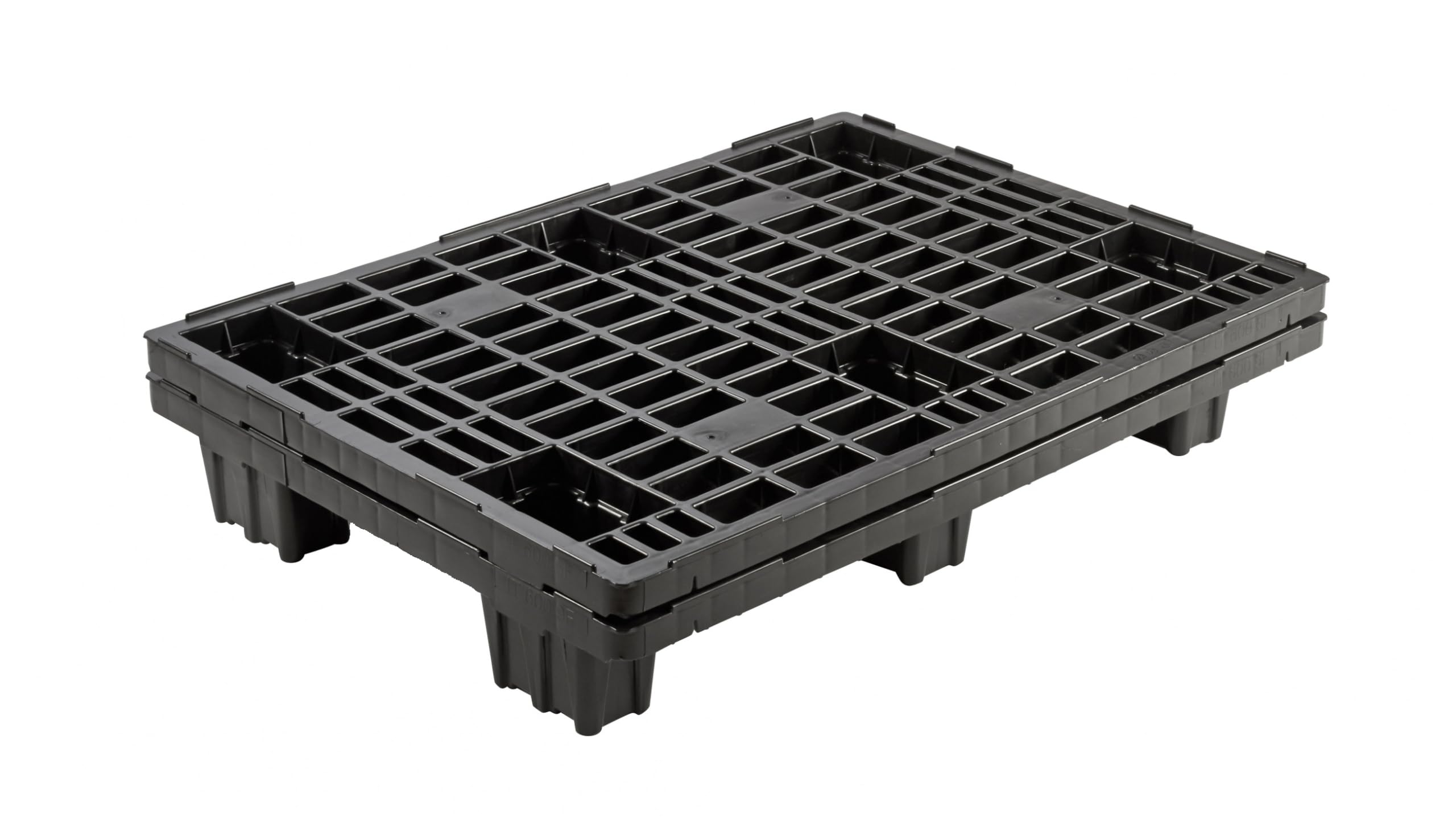 Catolo 5 pallet leggero, 80 x 60 cm, nero, pallet industriale con struttura a griglia, plastica, mezzo pallet europeo, in plastica, 80 x 60, 5 pezzi