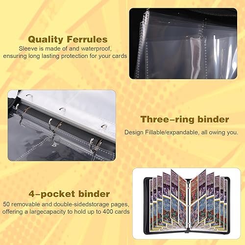 Vista 28 de Álbumes coleccionables para tarjetas coleccionables, carpeta de 4 bolsillos, funda de 400 bolsillos, carpeta de tarjetas de poliuretano con Blanco