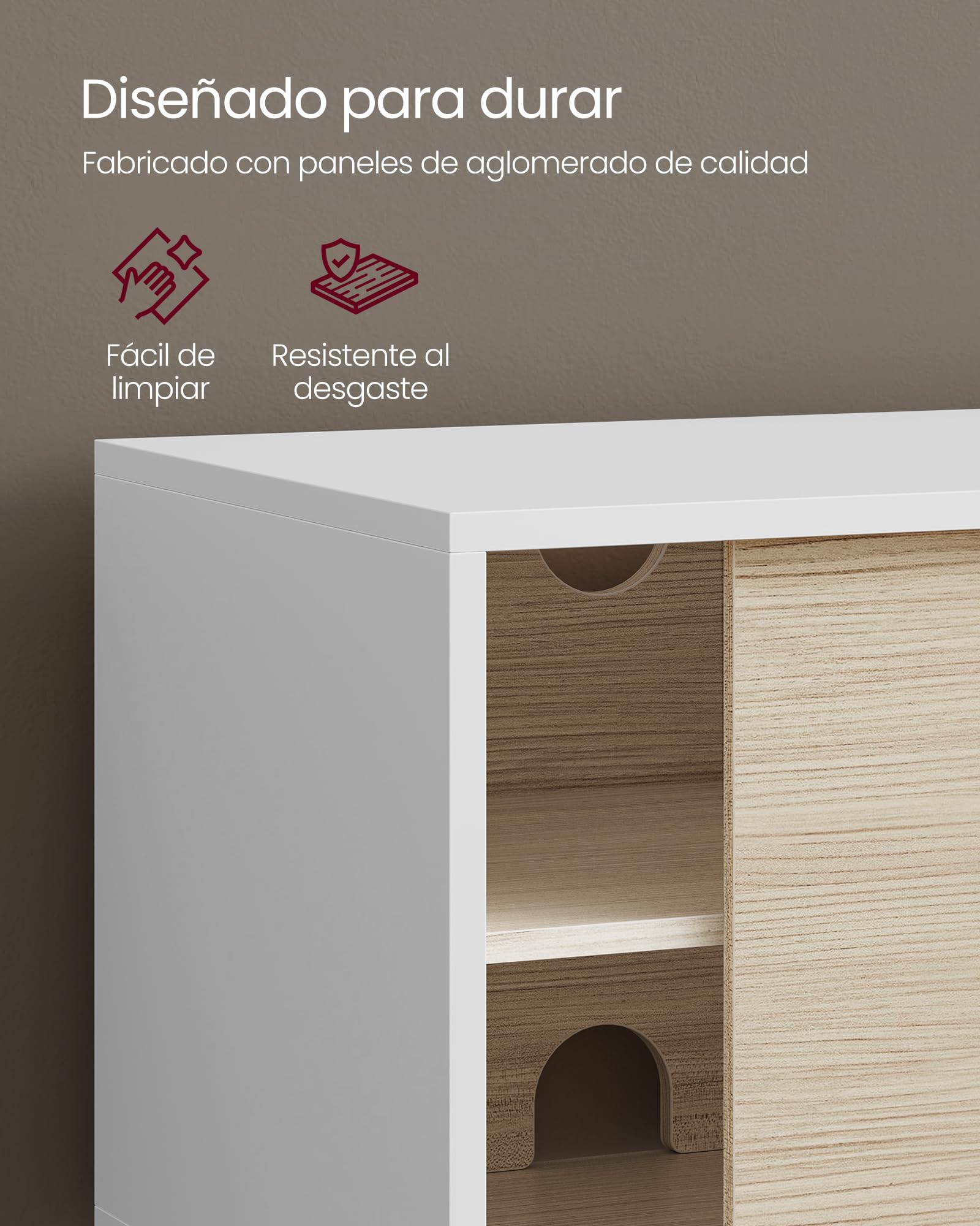 VASAGLE Mueble TV para Televisores de hasta 32/45/50/55/60 Pulgadas, Montaje Súper Rápido Sin Herramientas Toolless, para Salón, Vidrio Ranurado, Moderno, 140 x 39 x 45 cm, Blanco LTV466W01