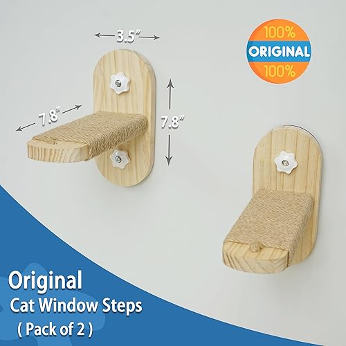 Miniatura 8 de PETKARAY Percha para ventana de gato, hamaca plegable para ventana, estantes de ventana estables para gatos de interior, el juego incluye 2 unidades