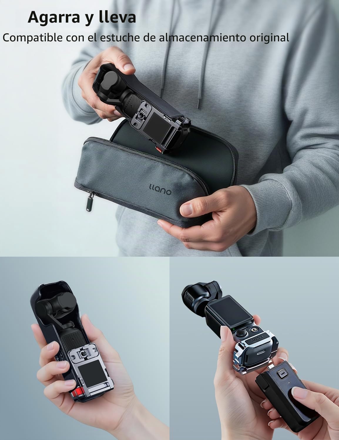 Llano Soporte de Montaje magnético Compatible con dji Osmo Pocket 4/3, Abrazadera adaptadora de Aluminio para Accesorios Pocket3 con imán Potente, ángulo Ajustable de 180°