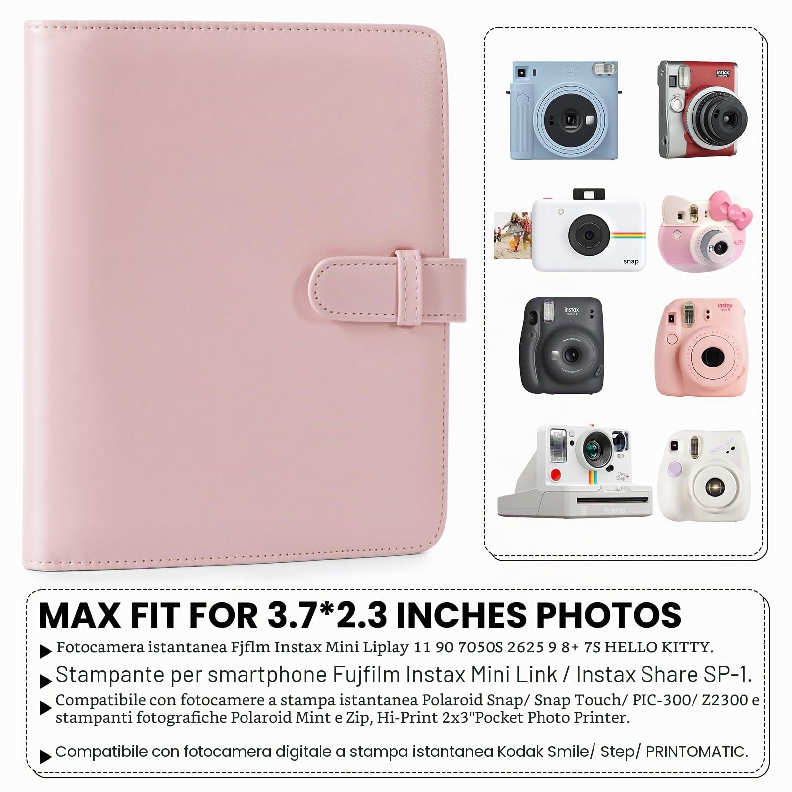 Album Fotografico 256 Tasche, Mini Album Fotografico per 3 Inch Film per Fujifilm Instax Mini 7s 8 8+ 9 11 25 26 50s 70 90 Film, per Papier Photo Polaroid Zink, per Appareil photo instantané Kodak