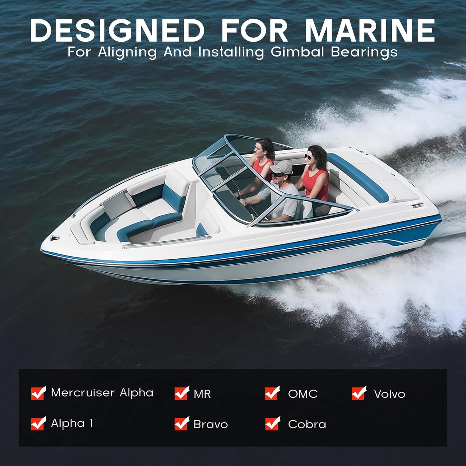 Gimbal Bearing Alignment and Install Kit,Heavy Duty Engine Alignment Tools Set, Gimbal Bearing Install Tool Fits for Mercruiser Alpha, Alpha 1, MR, Bravo, OMC, Cobra, and Volvo (3 Pack)