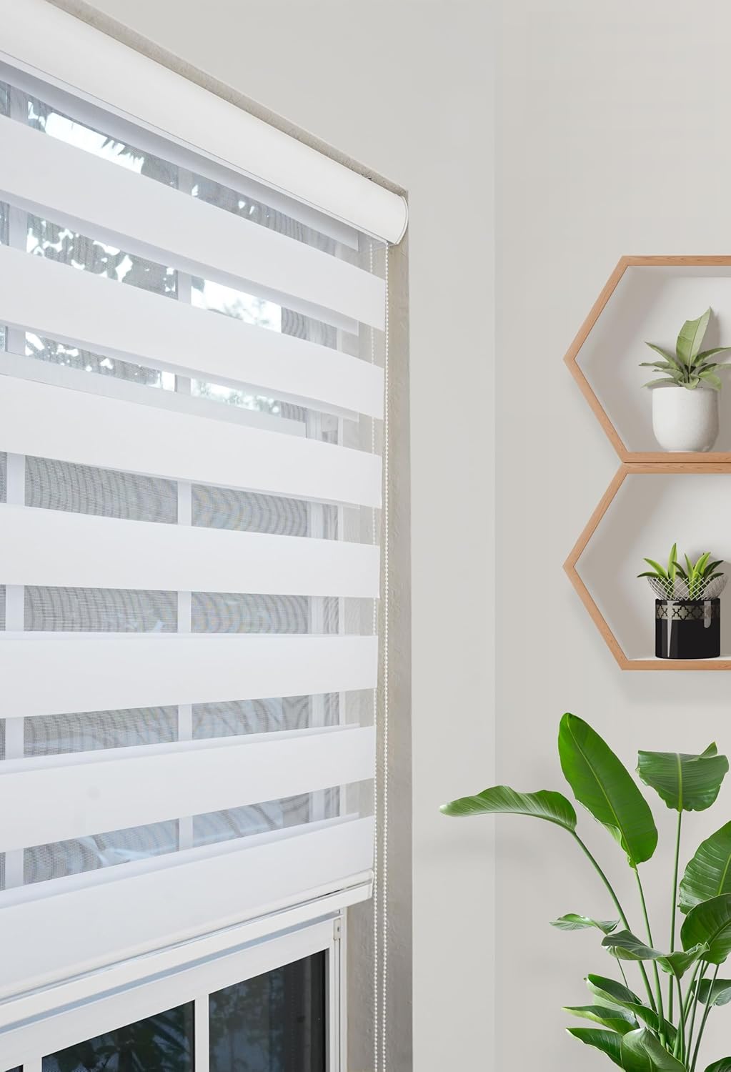 Custom-Cut Size Zebra Vertical Blinds for Indoor Windows Light Filtering & Room Darkening Shades (White Color) (Height 78 inch) (Width 47 inch)