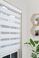 Vista 1 de Persianas enrollables con filtro de luz de cebra de doble capa (blanco, 46 pulgadas de ancho x 78 pulgadas de largo)