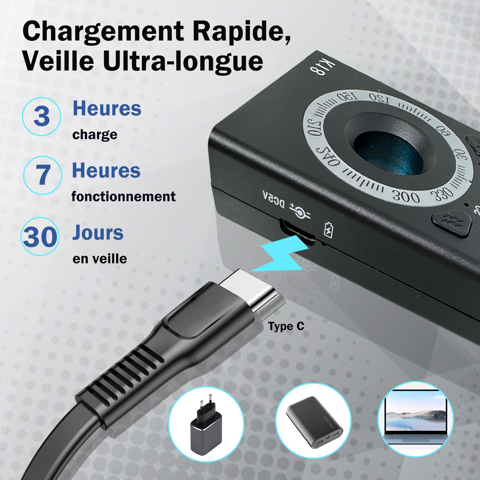 Micro Espion Détecteur, Bug Détecteur RF sans Fil, Détecteur de Micros GPS, Detecteur de Camera et Micro Espion, Détecteur de Bugs pour pour Bureau à Domicile Hôtel