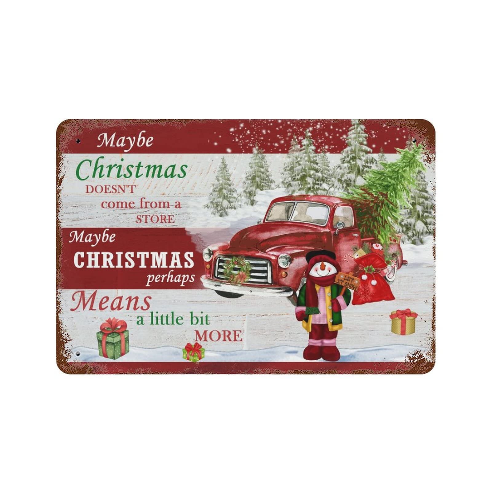 Cadeau de Noël idéal : panneau en aluminium vintage pour décoration de maison et jardin