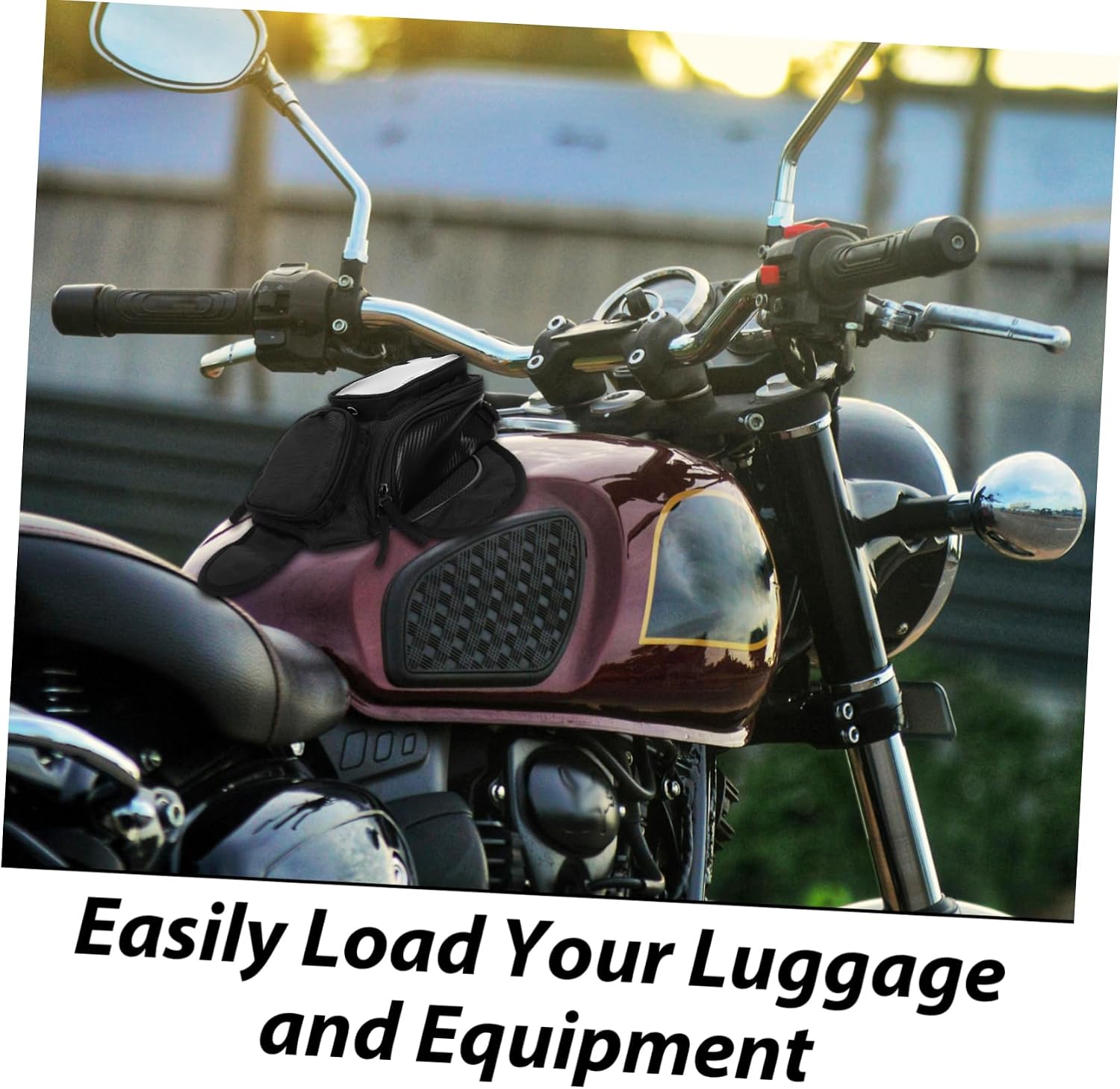 OUNONA Motorcycle Tank Bag Magnetic Navigation and Headphone Storage Design for Easy Carrying for Rides Compatible Motorcycle Models
