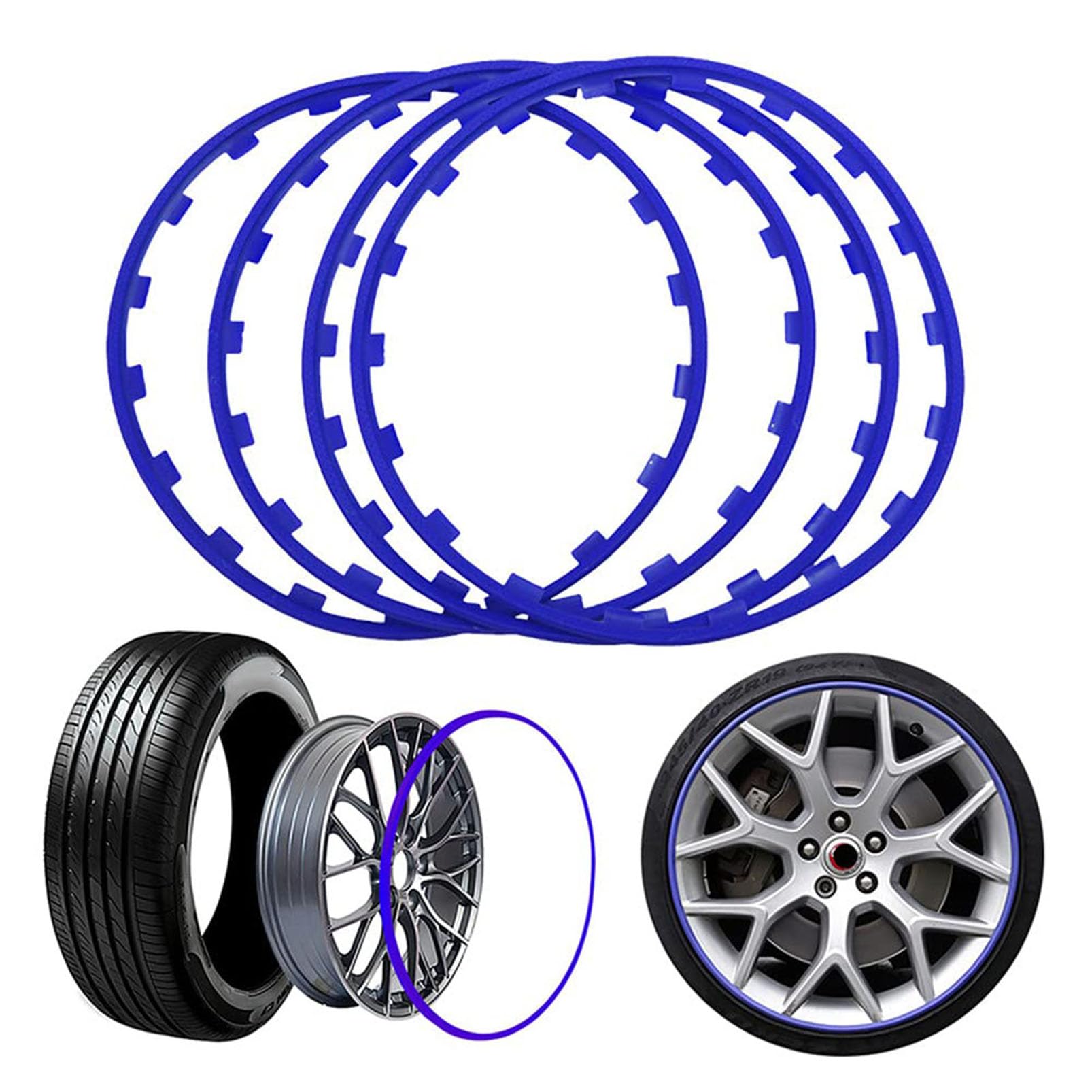 4pcs Protecteur Jante pour Voitures, Protection Jantes Voiture Protecteurs De Jantes, Anneau De Protection D'Enjoliveur De Roue pour Accessoires de Voiture de 16 à 20 Pouces