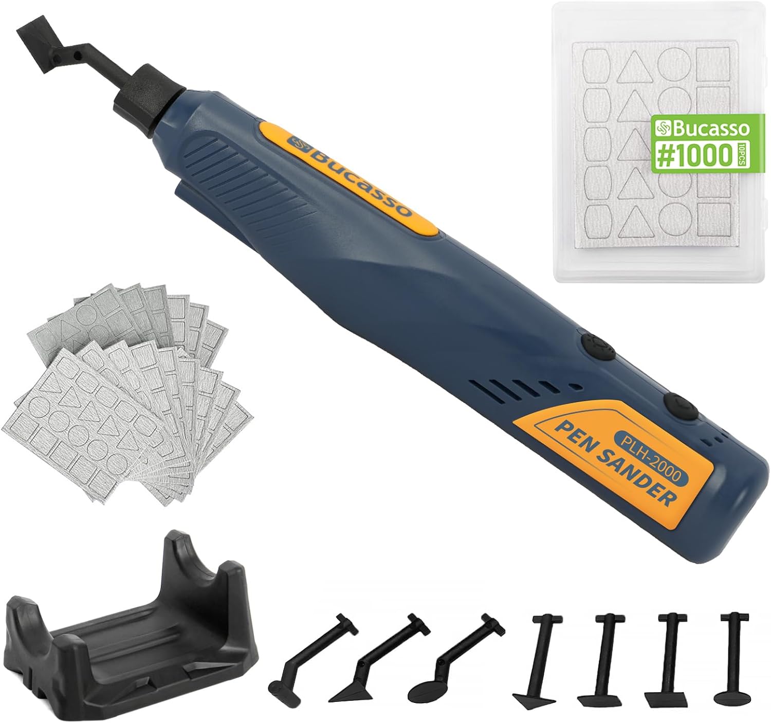 Cordless Pen Sander, 5-Speed and USB Charging with LED Light, and 10pcs 1000-Grit Sandpaper Multi-Purpose Power Tool, Mini Power Sander for Sanding, Polishing, Finishing, DIY Crafts