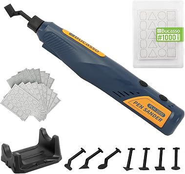 Cordless Pen Sander, 5-Speed and USB Charging with LED Light, and 10pcs 1000-Grit Sandpaper Multi-Purpose Power Tool, Mini Power Sander for Sanding, Polishing, Finishing, DIY Crafts