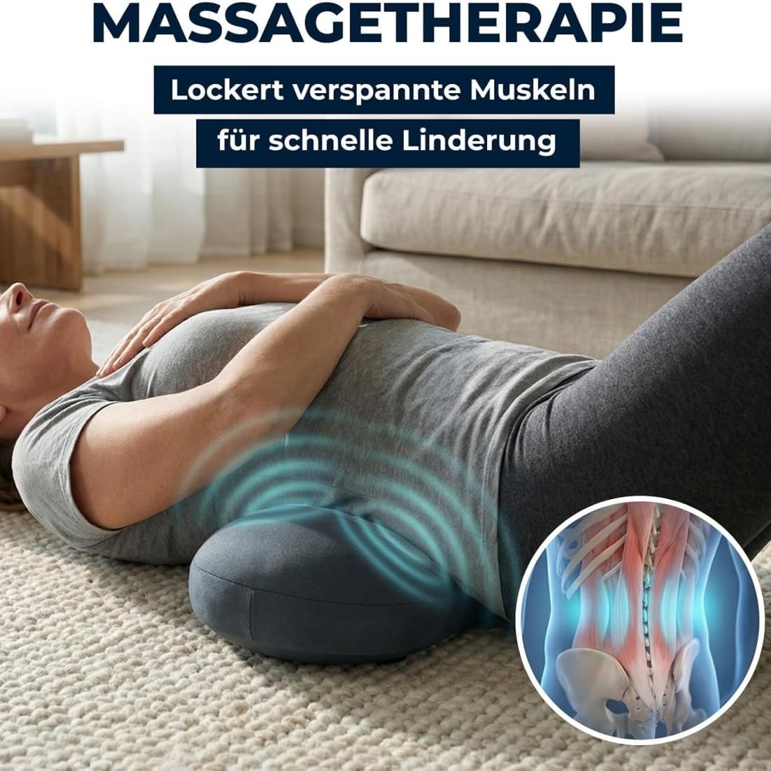 2026 Curosleep Kissen Original, Curo sleep Triple Fusion Massagegerät mit Wärme, Vibration&Dehnung, Lendenwirbel massagegerät,Lendenwirbelkissen,Rückenmassagegerät unterer rücken,für Rücken (Schwarz)