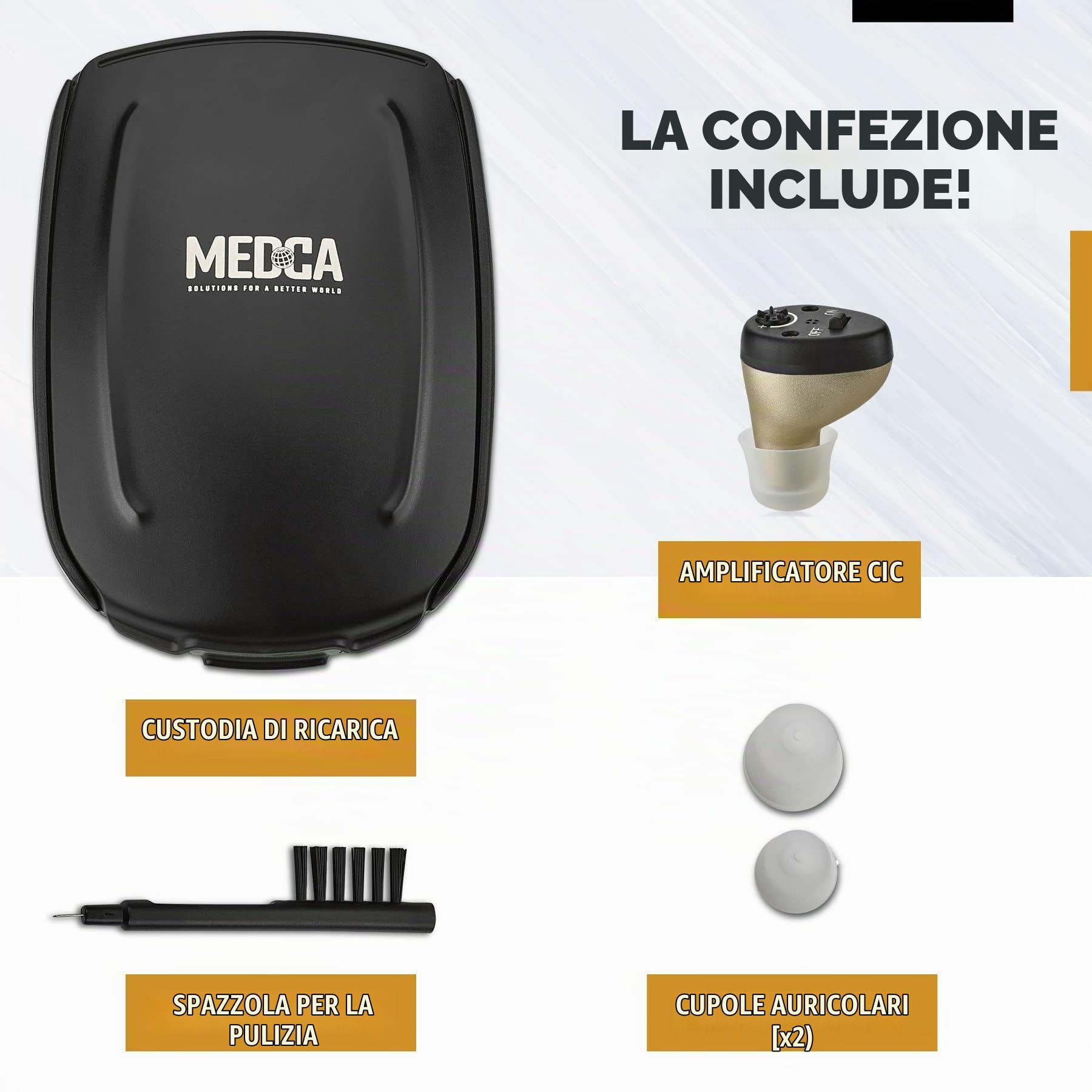 Anziani e adulti, CIC ricaricabile Completa nel canale Personale quasi invisibile - Funzione di riduzione del feedback digitale, Sinistra - Nero