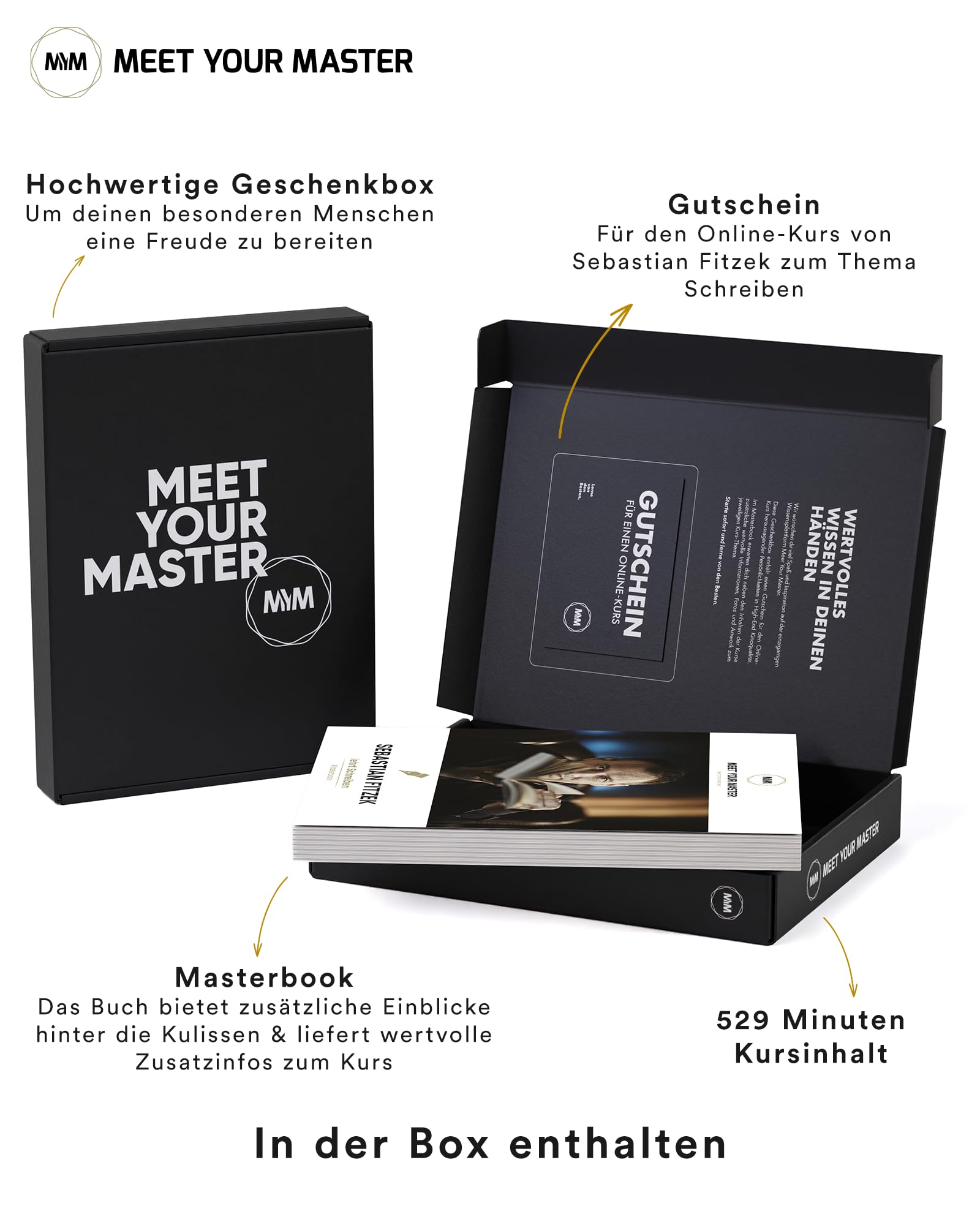 Geschenkbox Sebastian Fitzek: 8 Stunden Online-Kurs - So schreibst du dein eigenes Buch + umfangreiches Workbook zum Vertiefen - das besondere Geschenk für Autoren und Schriftsteller - Fanbox