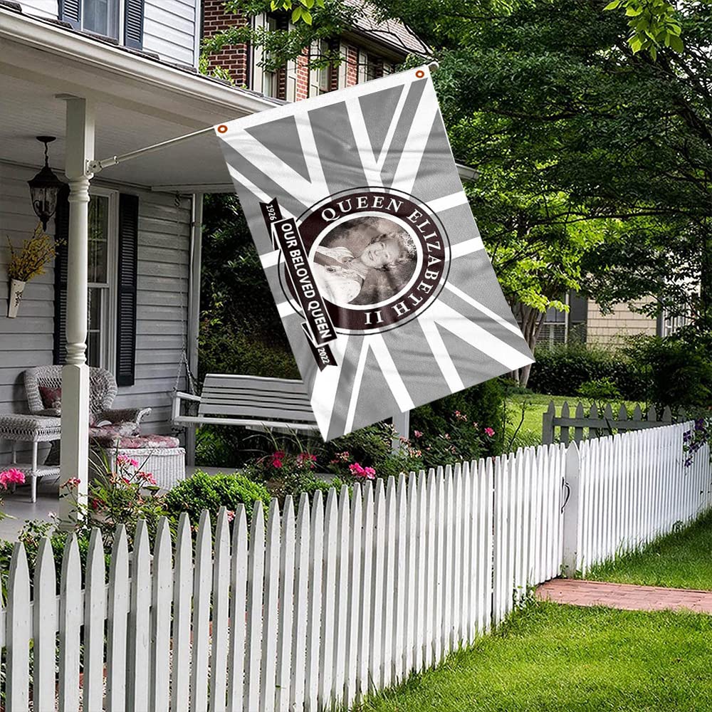 Königin Elizabeth II Gedenkflagge – 150x90 Cm, Schwarz-weiß Union Jack, Platin-Jubiläum & Trauer | Polyester Für Innen/Außen
