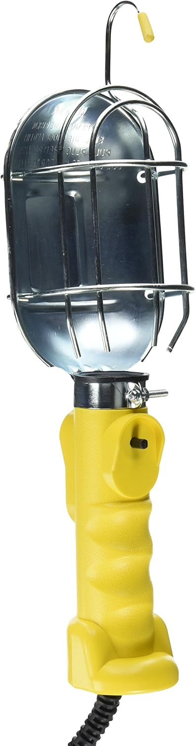 Bayco SL-425A Heavy-Duty Metal Guard Incandescent Work Light - 25ft 16-Gauge Cord, Grounded Outlet, Hands-Free Hook