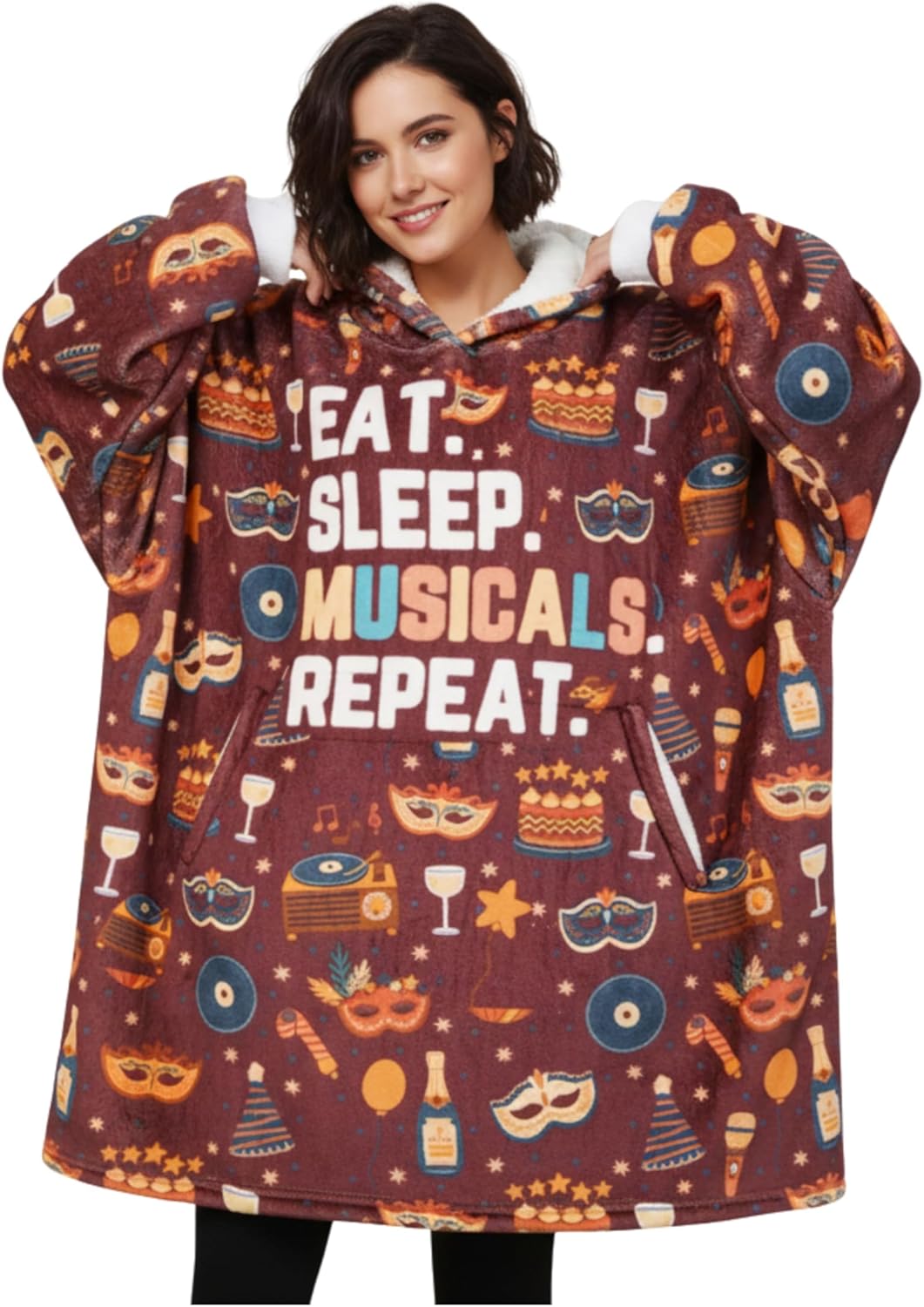 Theater Gifts, Broadway Gifts for Musicians, Wearable Blanket Hoodie, Oversized Wearing Blanket for Actors on World Theatre Day, Birthday and Chistmas - Musical