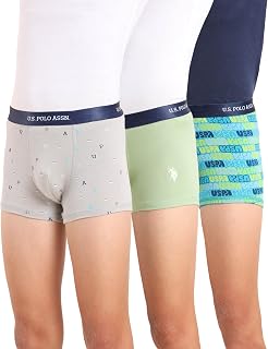 U.S. Polo ASSN. Boys Mid Rise Cotton Spandex Trunks - Pack of 3 Price In India